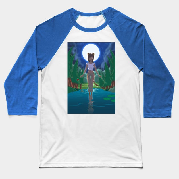 Cat Girl Magic Baseball T-Shirt by BoneArt